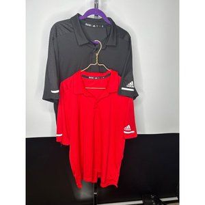 BUNDLE Lot of 2 Adidas Mens Golf Polo Shirts XL Black Red